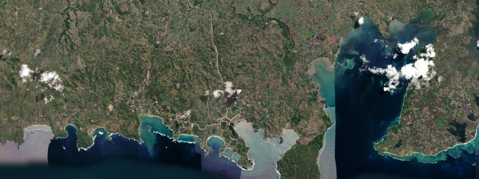 Satellite view of the coast near Kuta Lombok