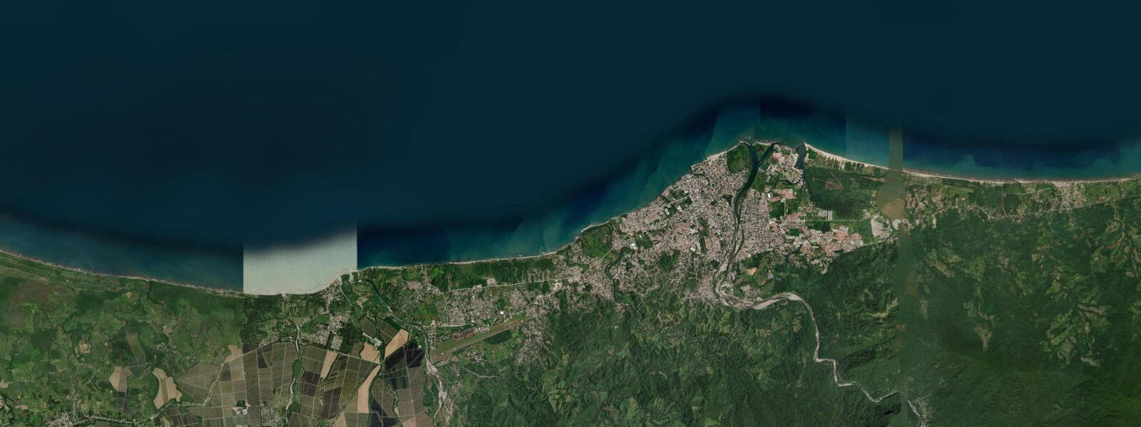 Satellite view of the coast near La Ceiba, Honduras