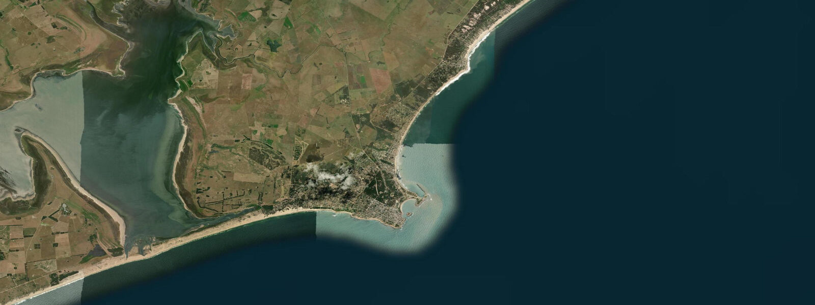 Satellite view of the coast near La Paloma, Uruguay