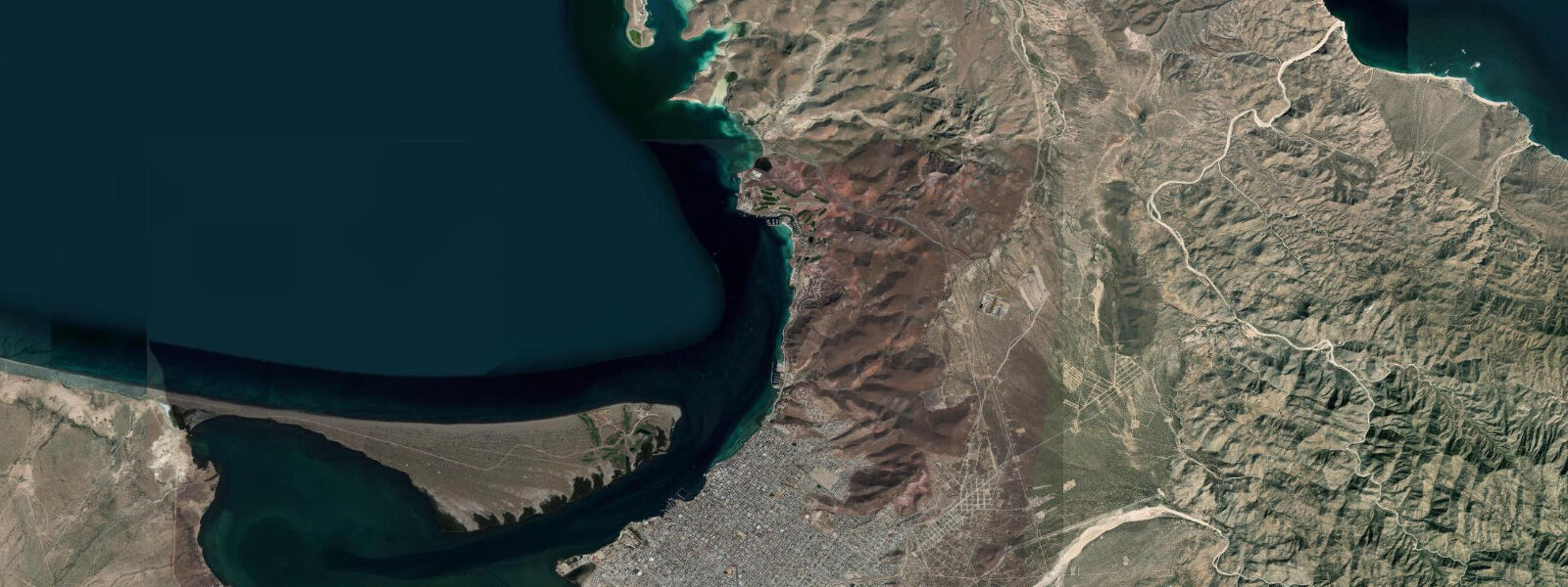 Satellite view of the coast near La Paz