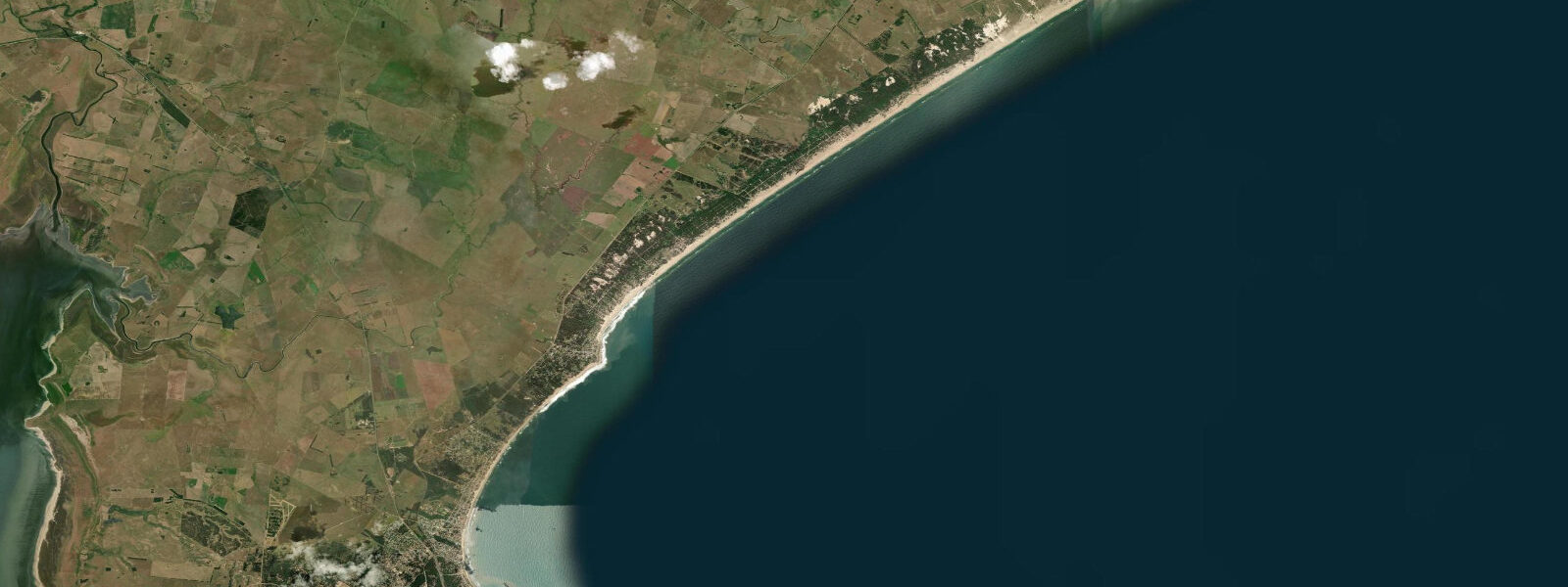 Satellite view of the coast near La Pedrera, Uruguay