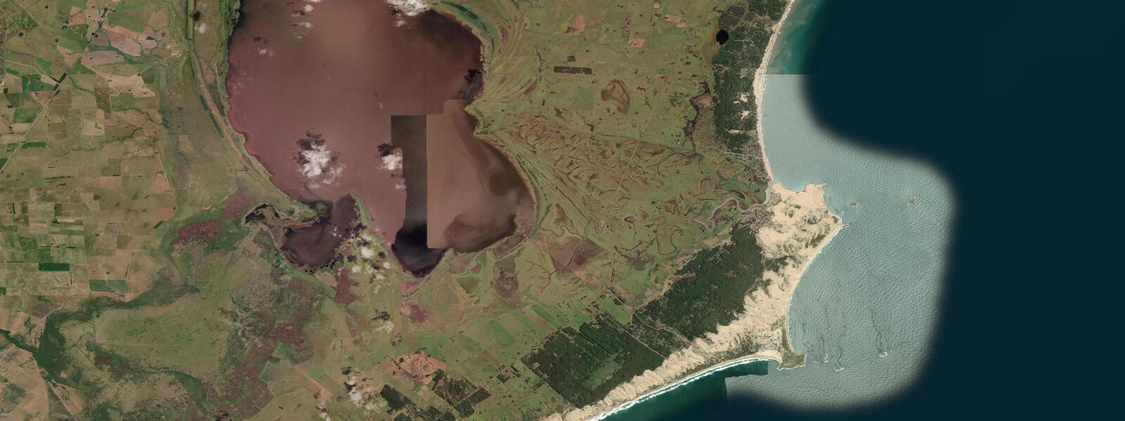 Satellite view of the coast near Laguna de Rocha
