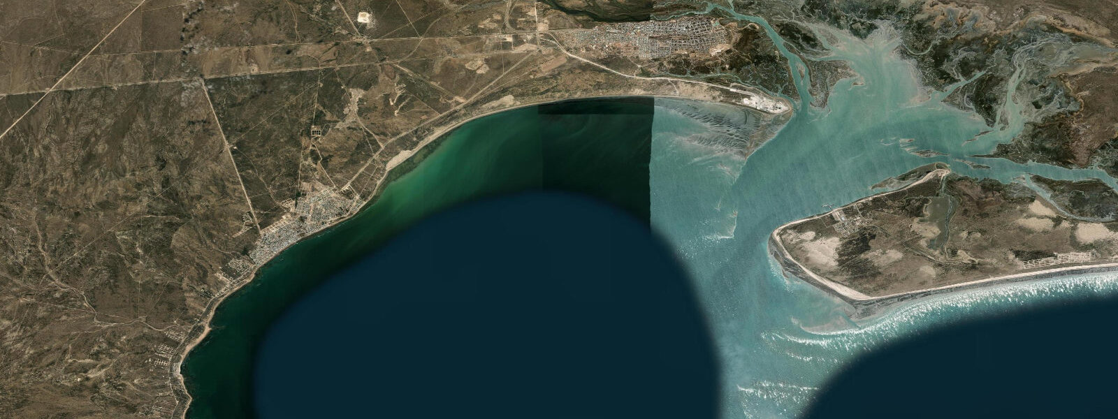 Satellite view of the coast near Las Grutas