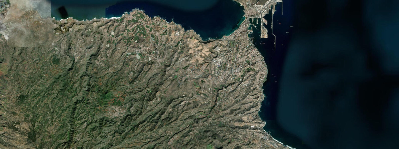 Satellite view of the coast near Las Palmas de Gran Canaria