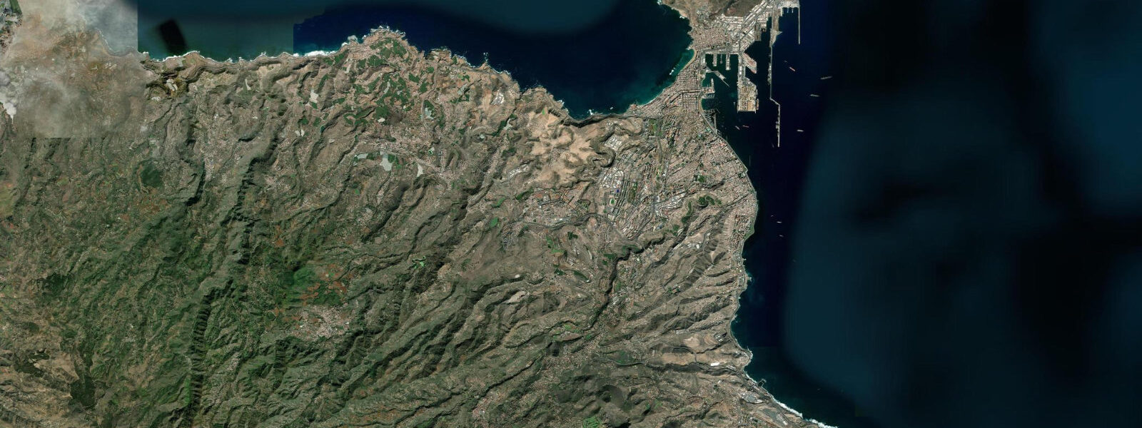Satellite view of the coast near Las Palmas de Gran Canaria