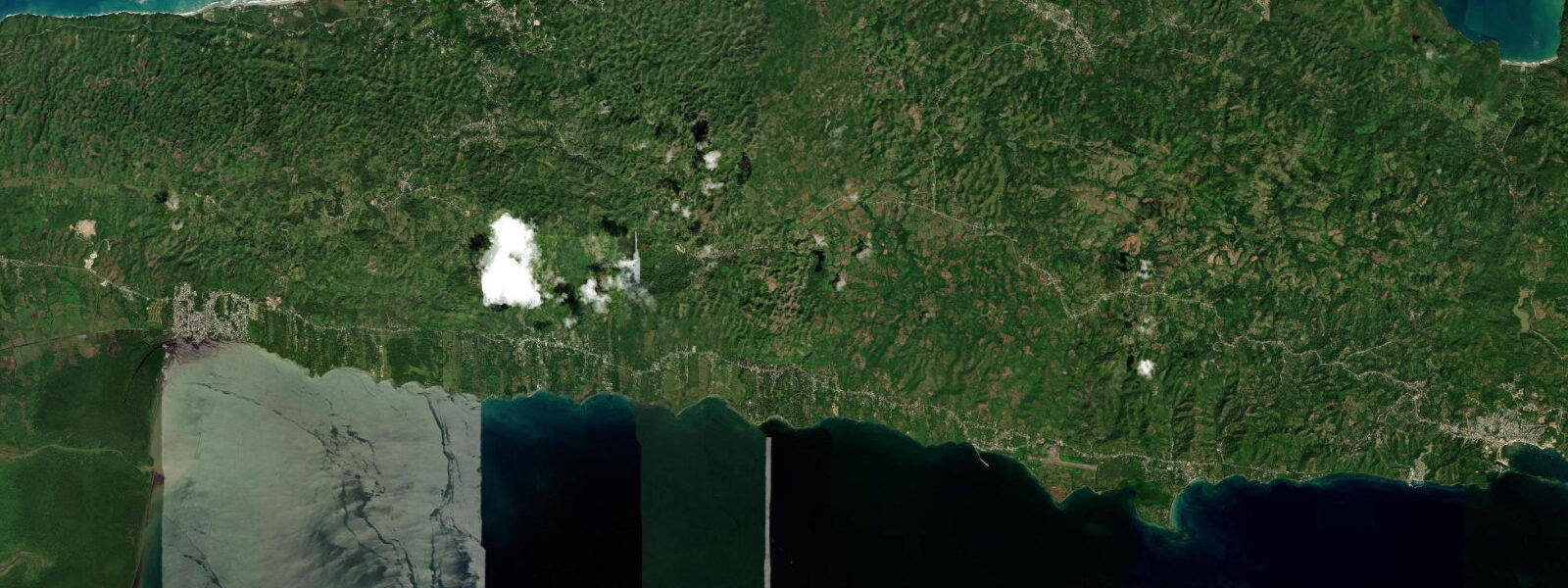 Satellite view of the coast near Las Terrenas