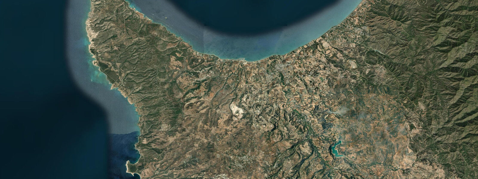 Satellite view of the coast near Latchi, Paphos District