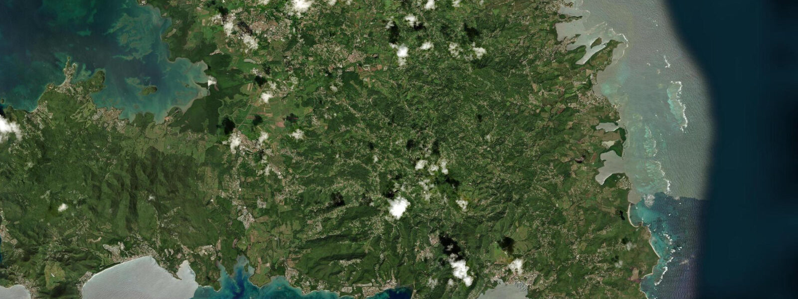 Satellite view of the coast near Le Marin