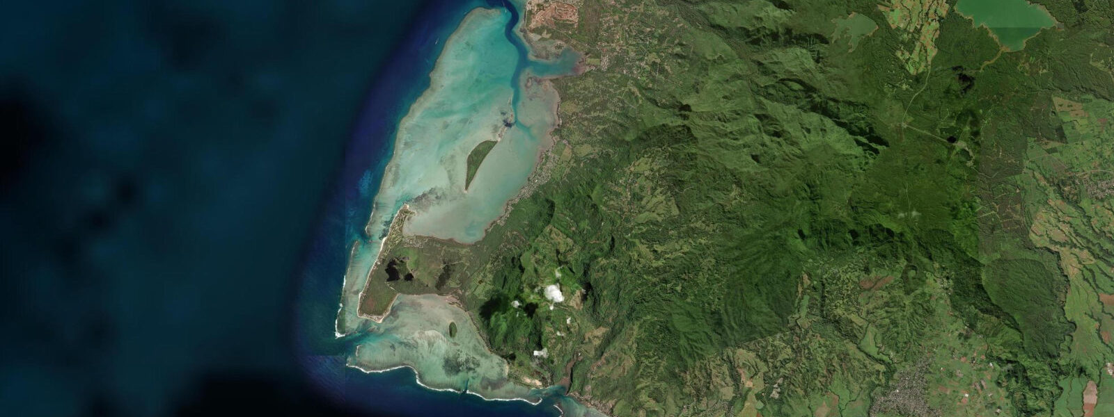 Satellite view of the coast near Le Morne Peninsula