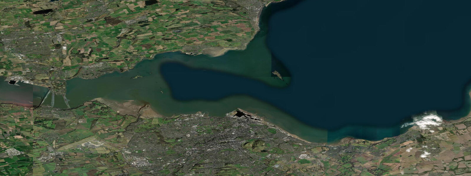 Satellite view of the coast near Leith (Edinburgh), Scotland