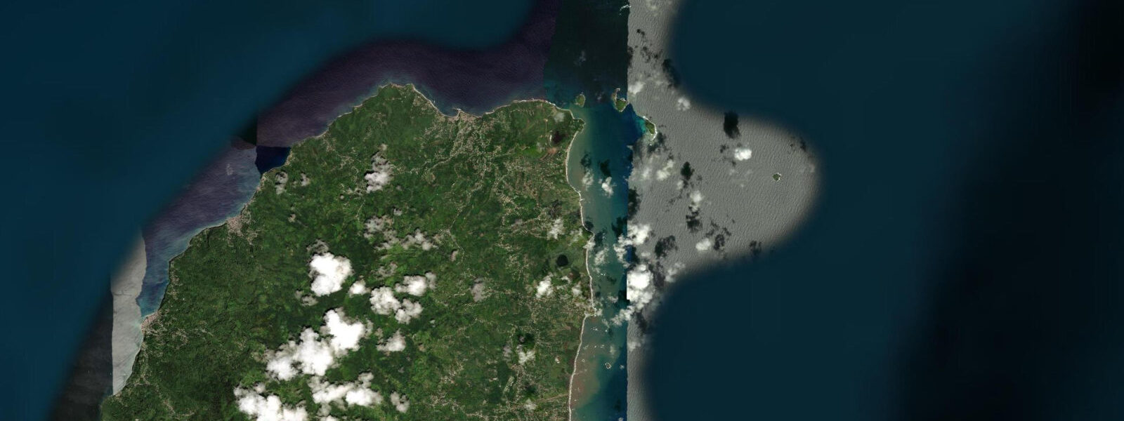 Satellite view of the coast near Levera Beach, Grenada