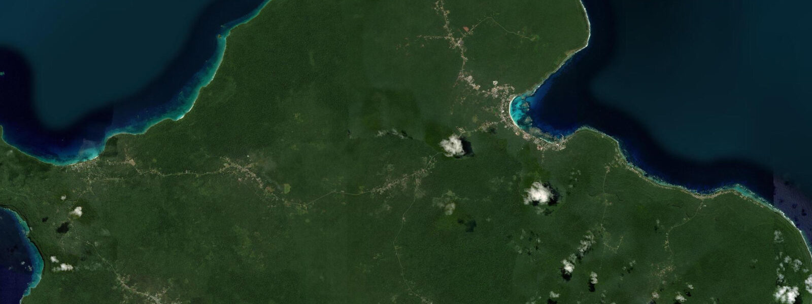 Satellite view of the coast near Lifou, Loyalty Islands