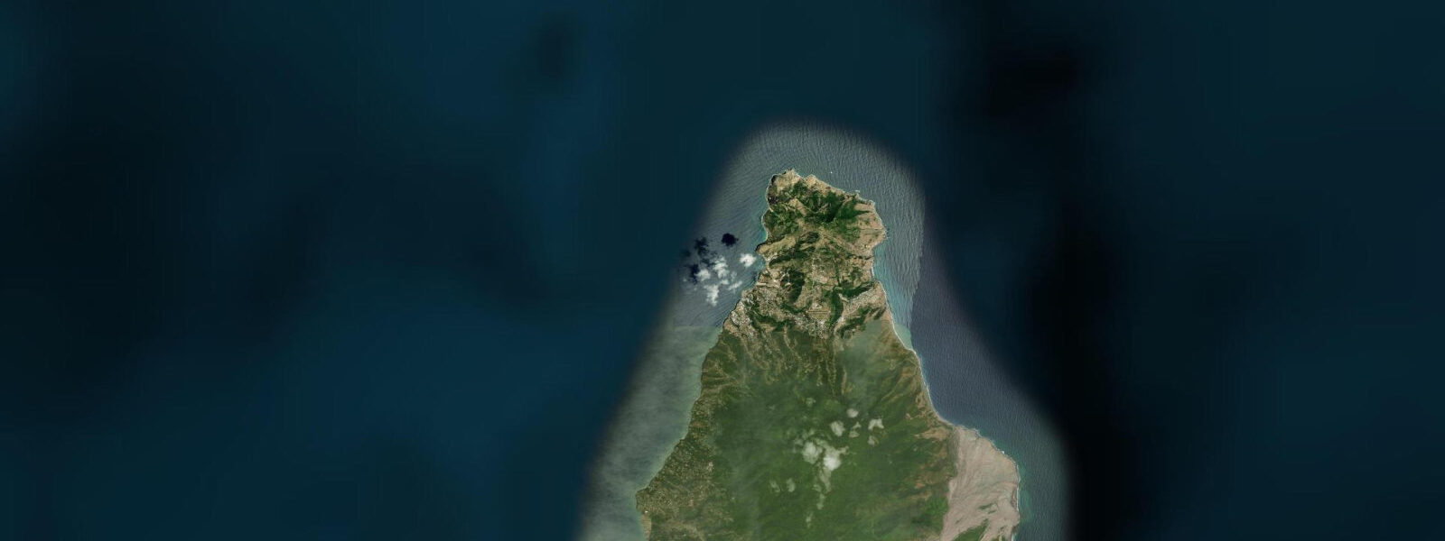 Satellite view of the coast near Little Bay, Montserrat