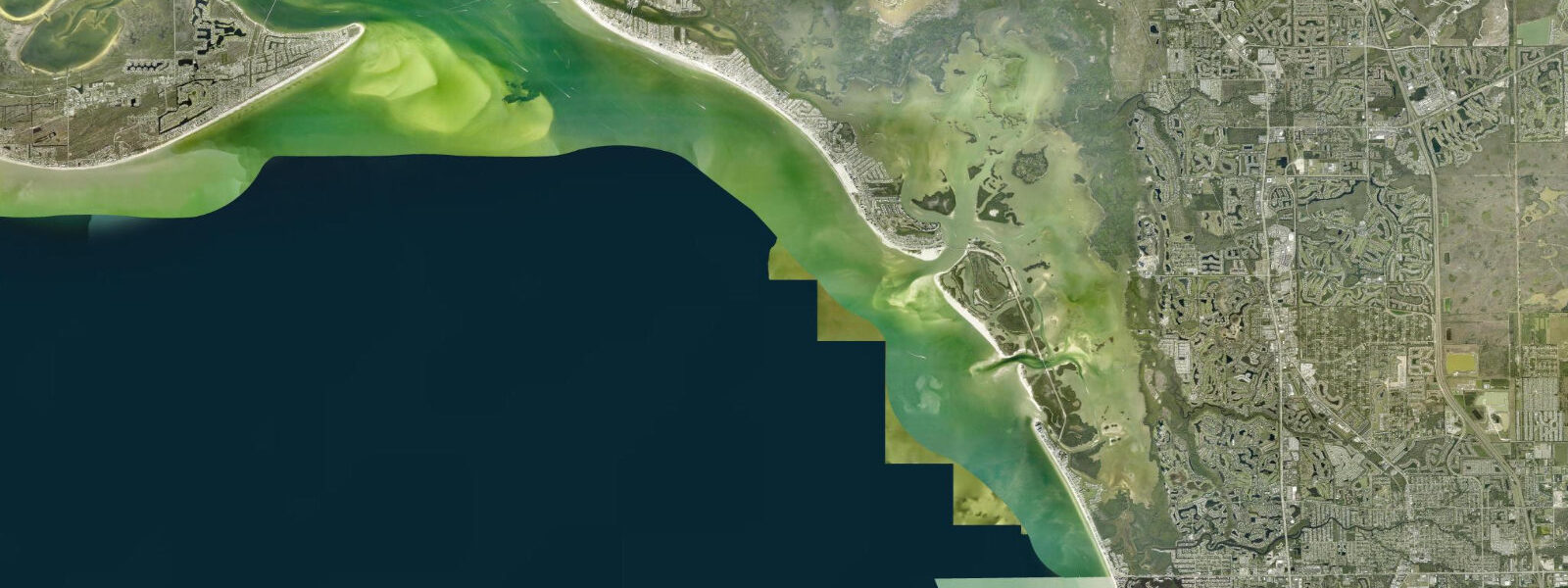 Satellite view of the coast near Little Hickory Island