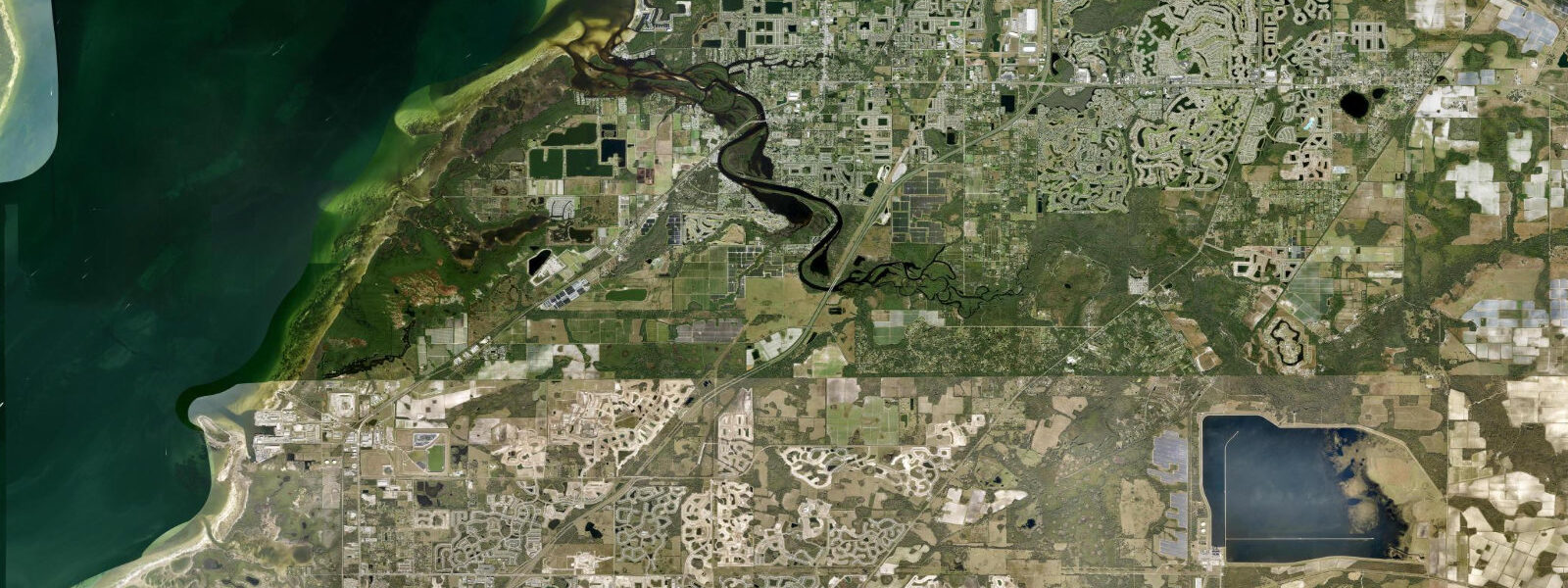 Satellite view of the coast near Little Manatee River