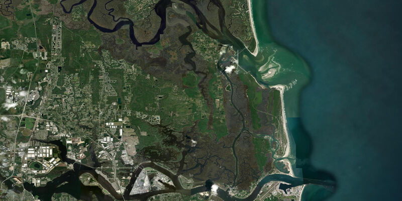 Satellite view of the coast near Little Talbot Island