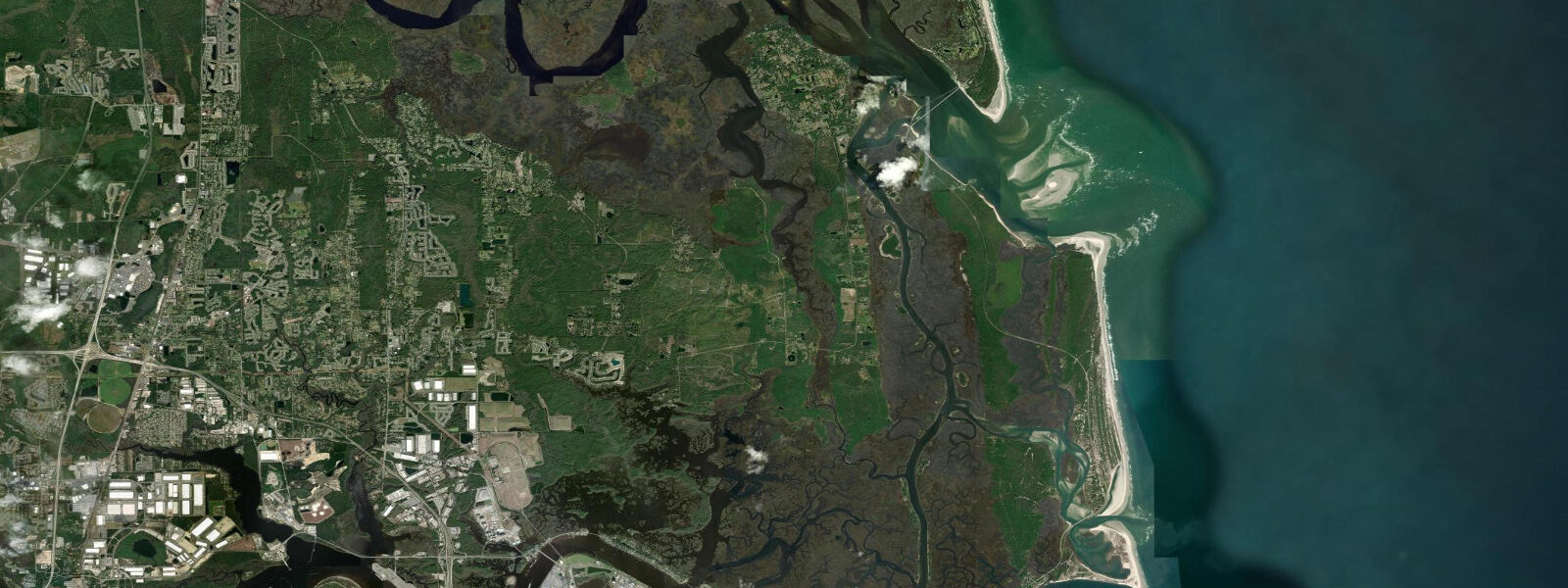 Satellite view of the coast near Little Talbot Island