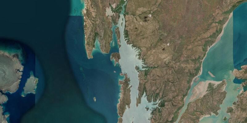 Satellite view of the coast near Lizard Island