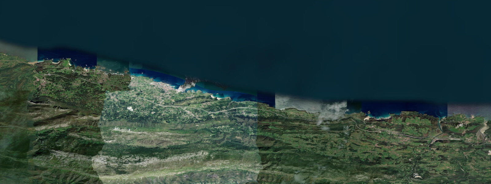 Satellite view of the coast near Llanes