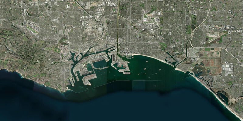 Satellite view of the coast near Long Beach