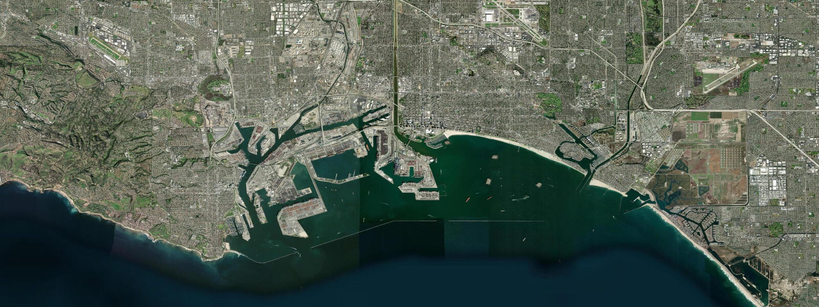 Satellite view of the coast near Long Beach