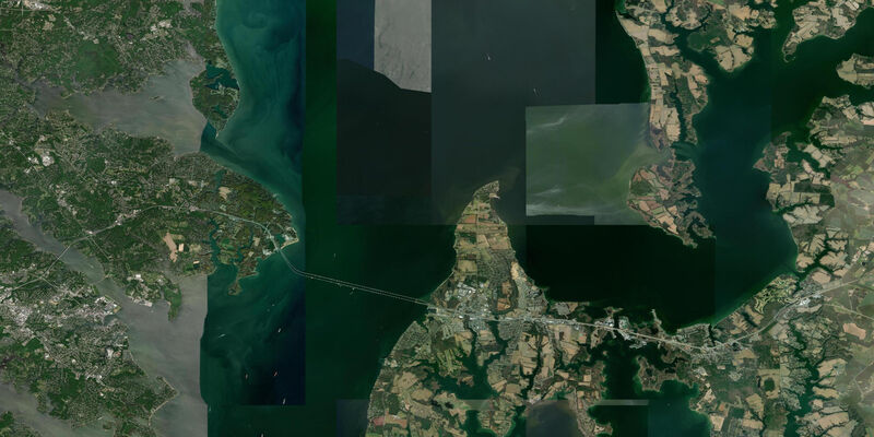 Satellite view of the coast near Love Point