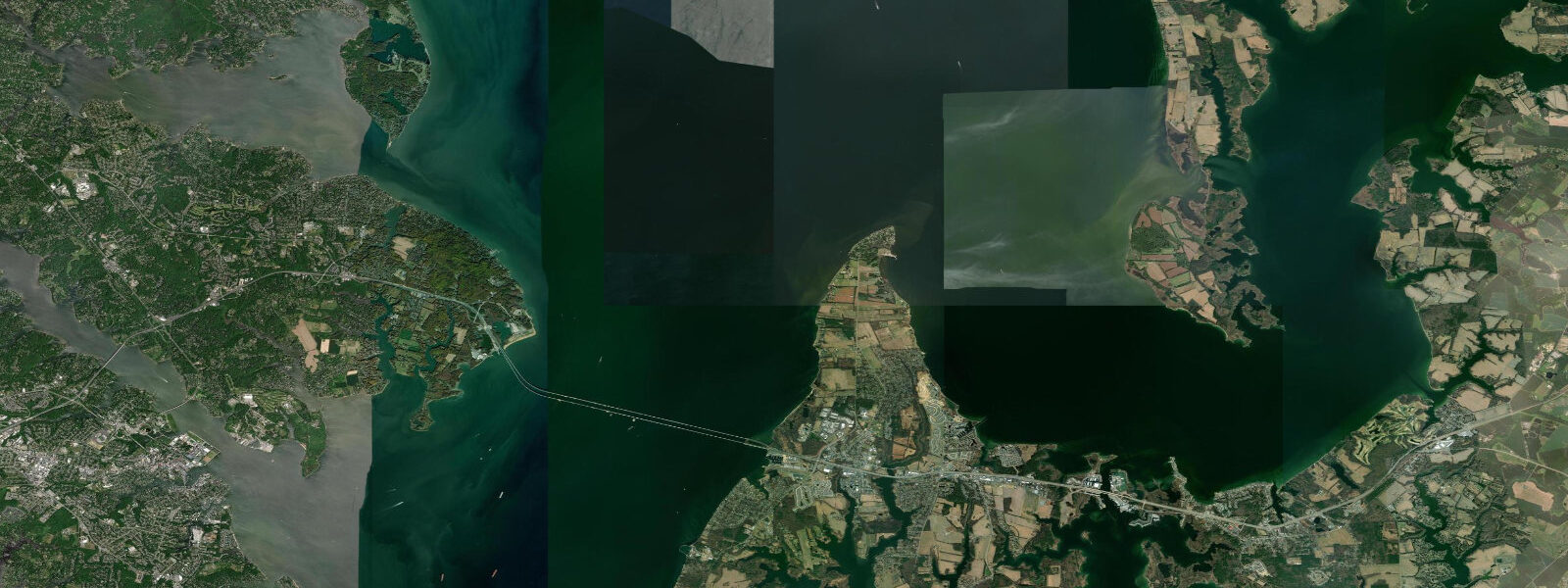 Satellite view of the coast near Love Point