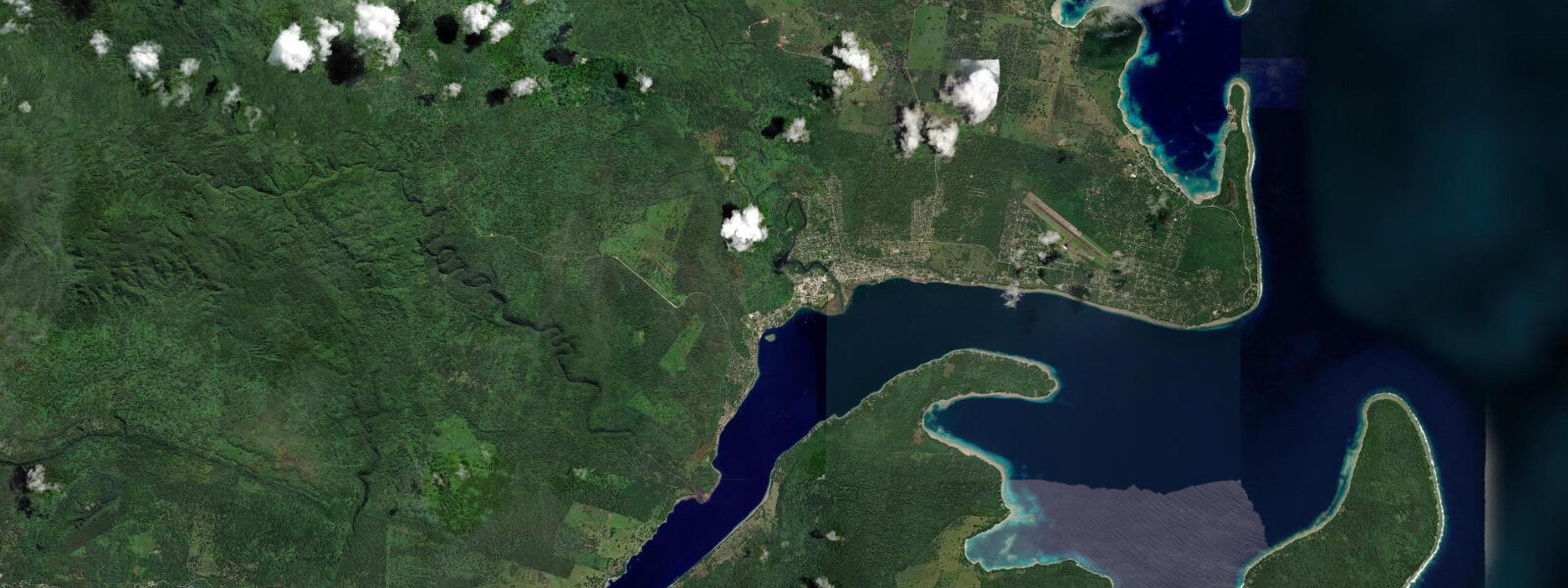 Satellite view of the coast near Luganville