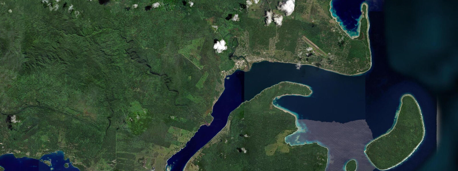 Satellite view of the coast near Luganville, Espiritu Santo, Vanuatu