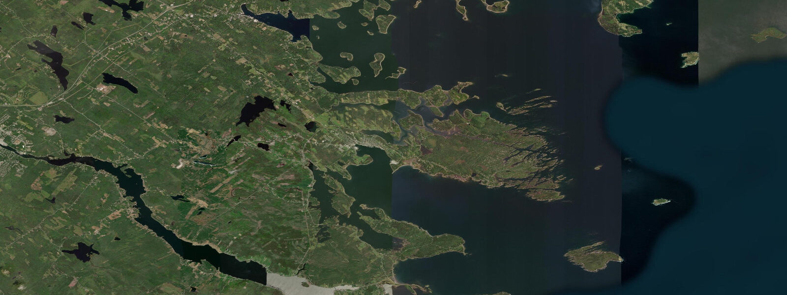 Satellite view of the coast near Lunenburg