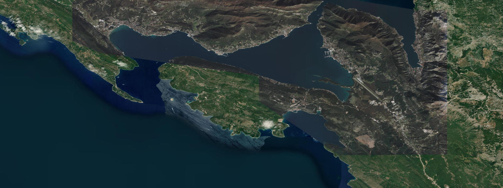 Satellite view of the coast near Luštica Peninsula