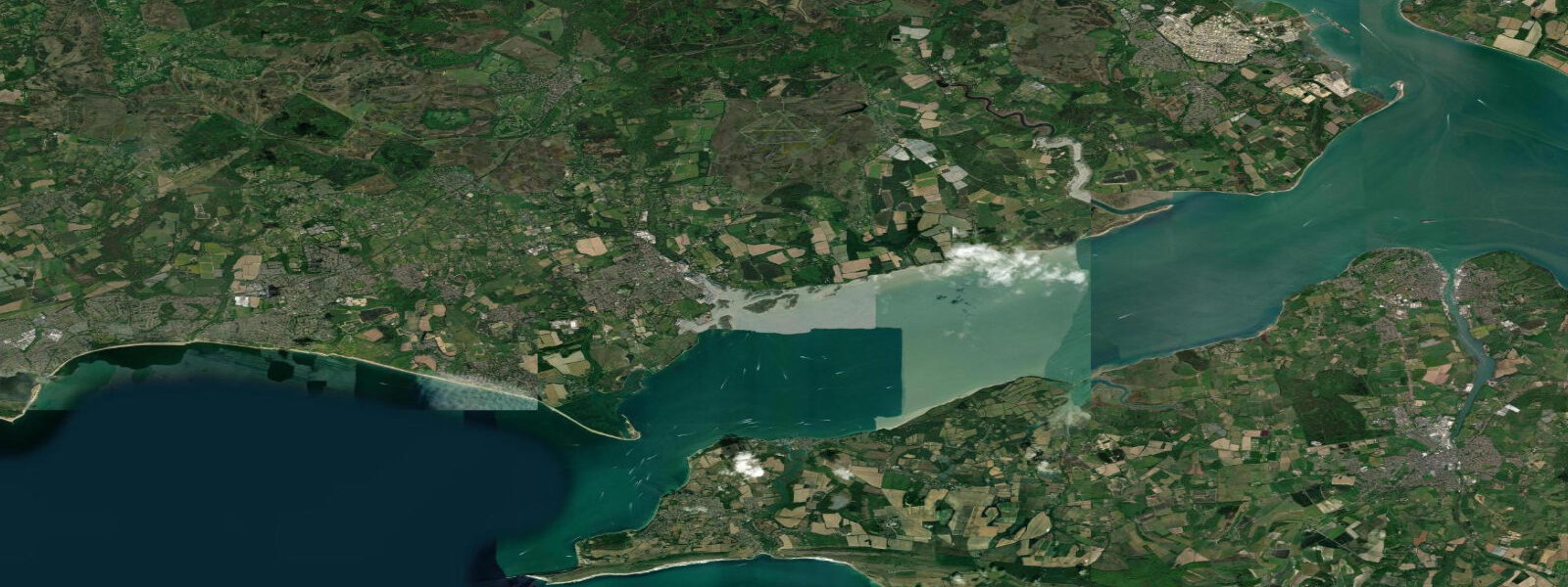 Satellite view of the coast near Lymington