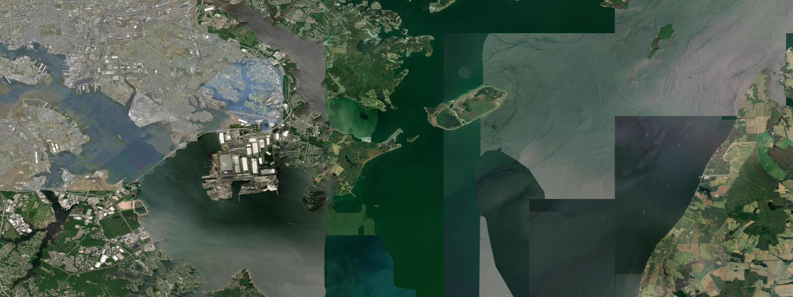 Satellite view of the coast near Lynch Point