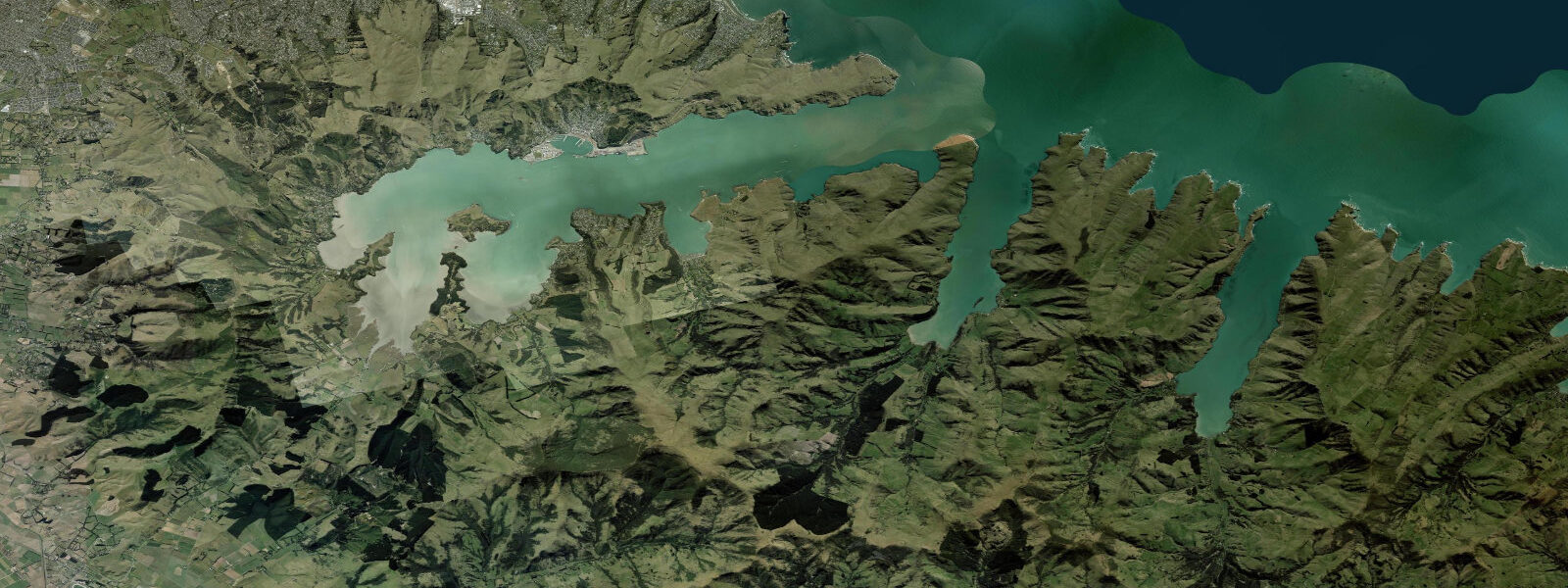 Satellite view of the coast near Lyttelton