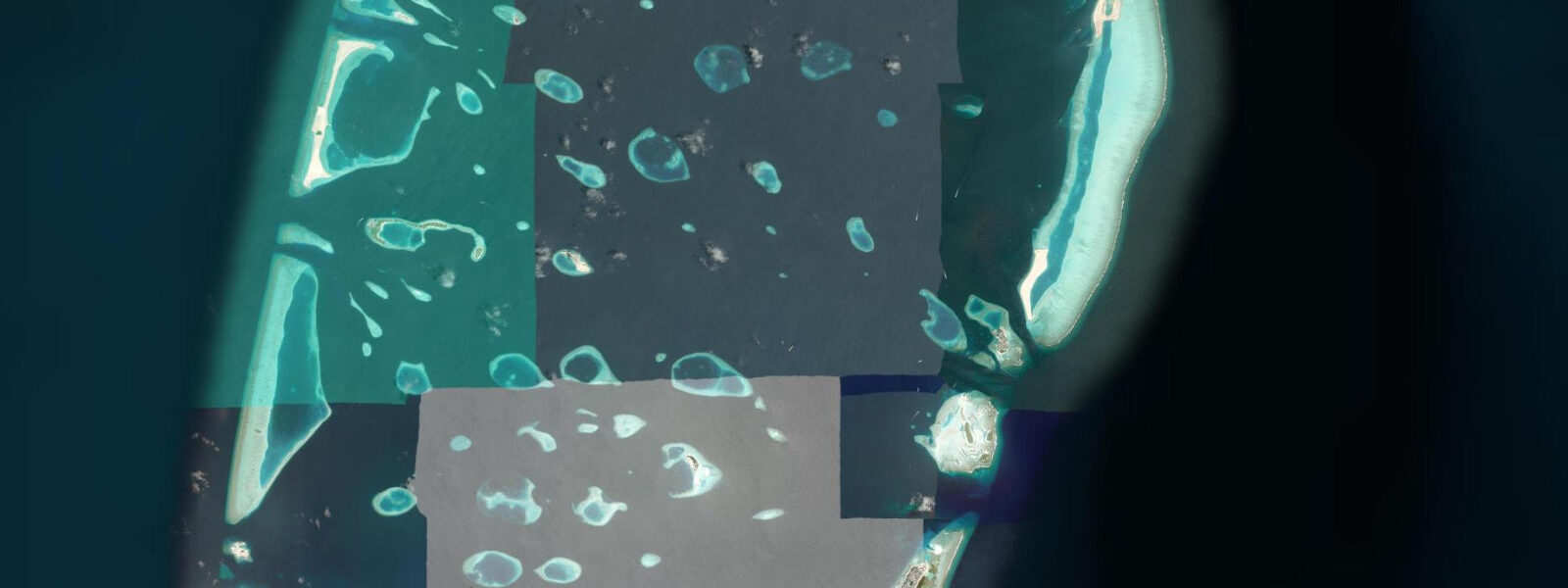 Satellite view of the coast near Maafushi, Maldives