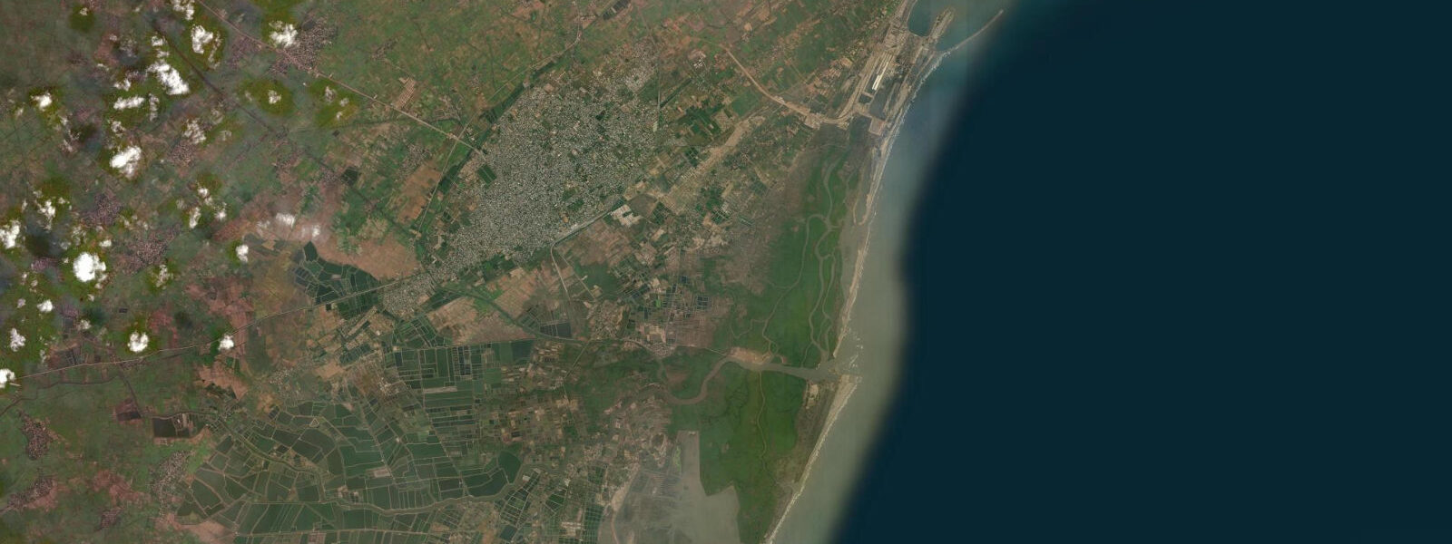 Satellite view of the coast near Machilipatnam, Andhra Pradesh