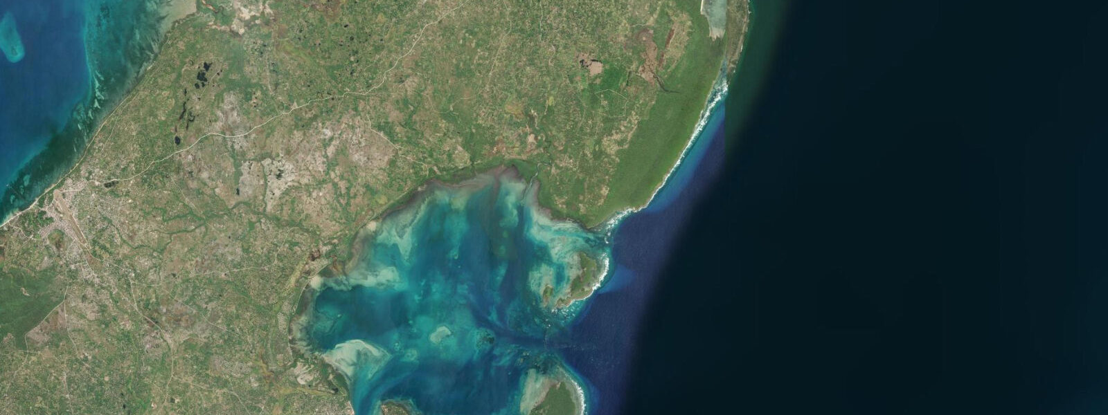 Satellite view of the coast near Mafia Island