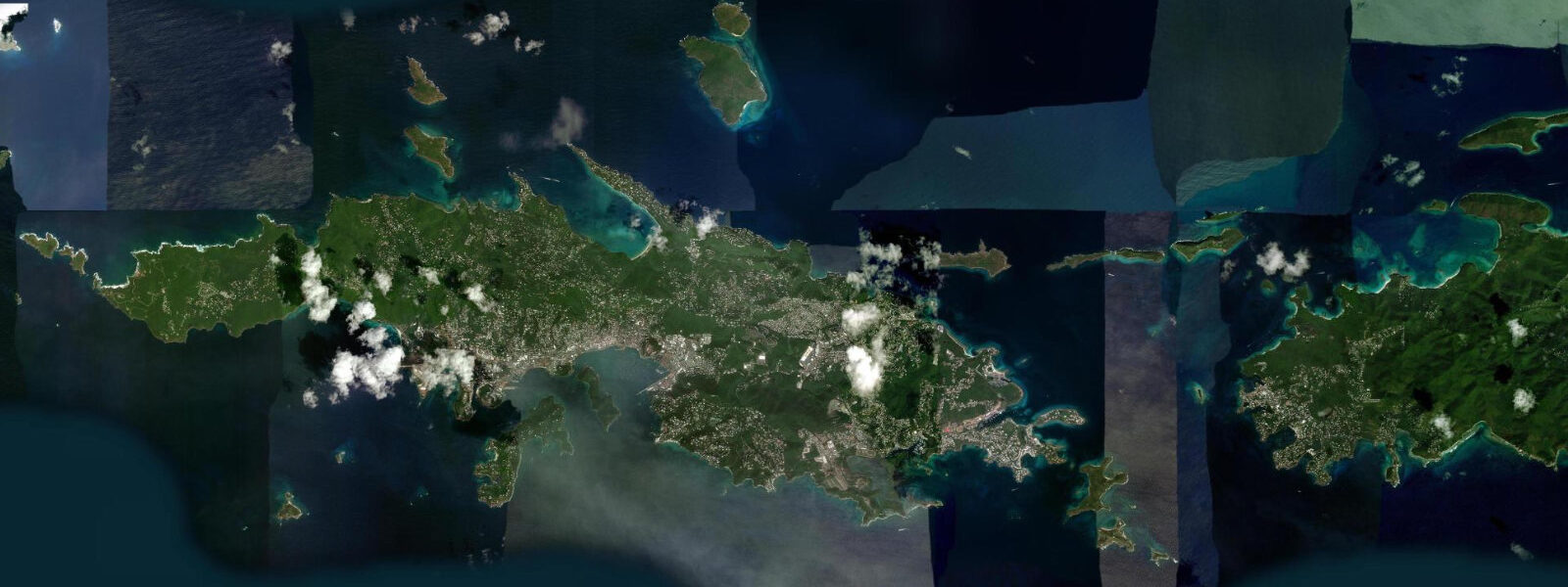 Satellite view of the coast near Magens Bay, St. Thomas