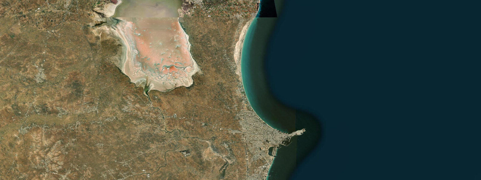 Satellite view of the coast near Mahdia, Sousse Governorate