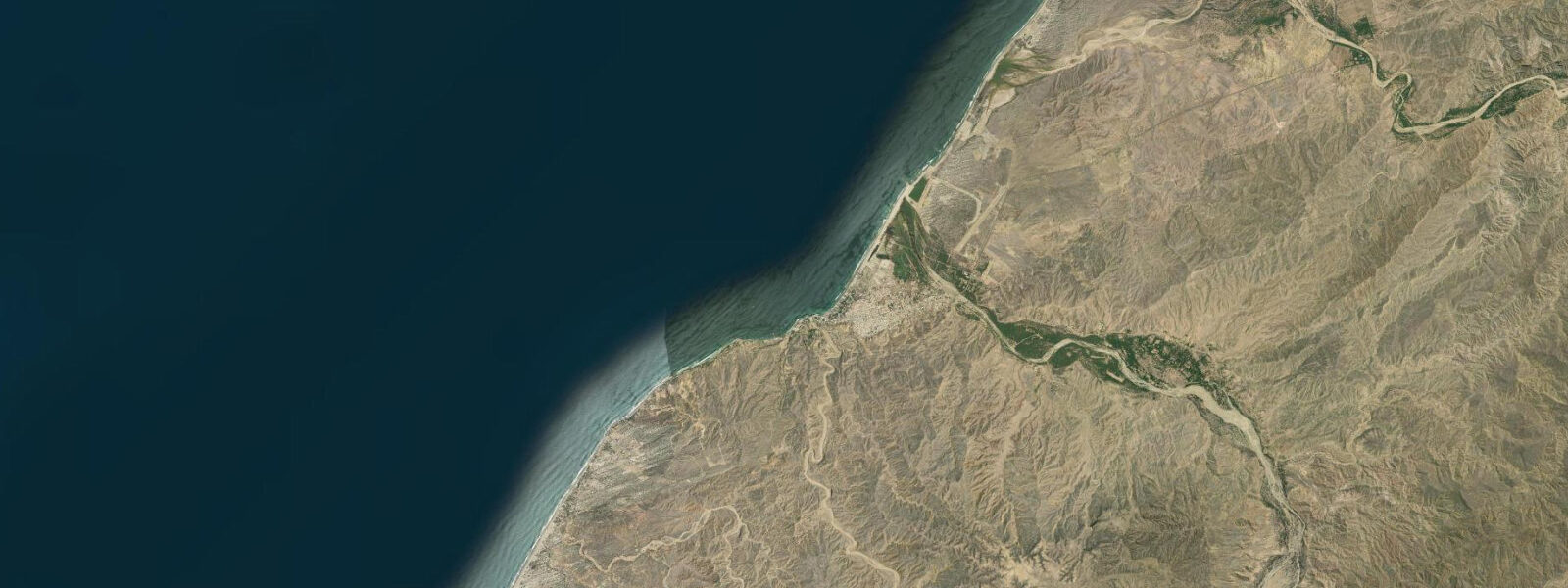 Satellite view of the coast near Máncora, Peru