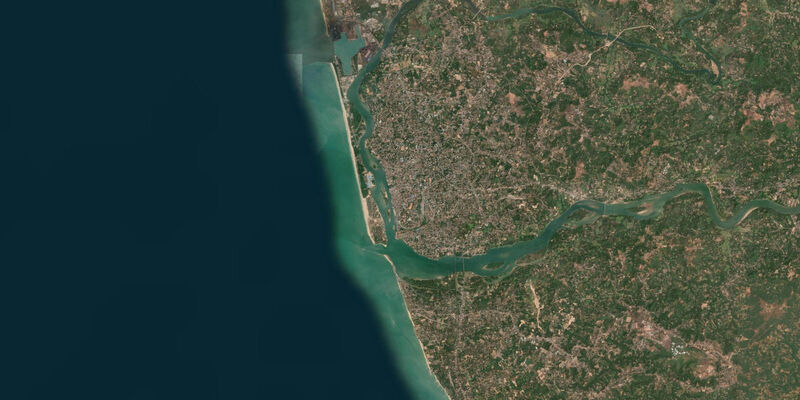 Satellite view of the coast near Mangalore