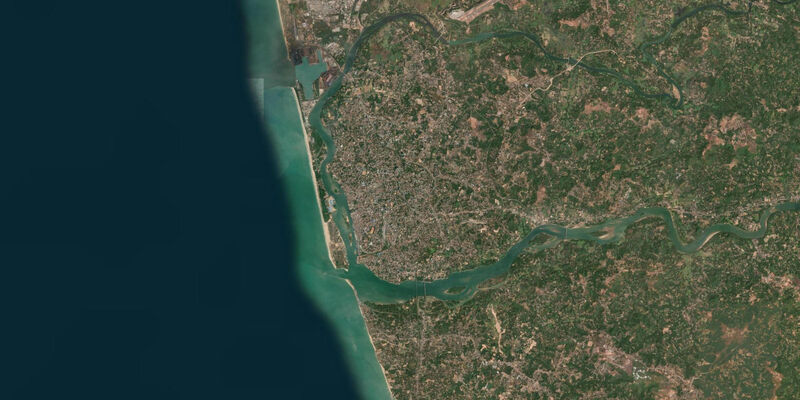 Satellite view of the coast near Mangaluru