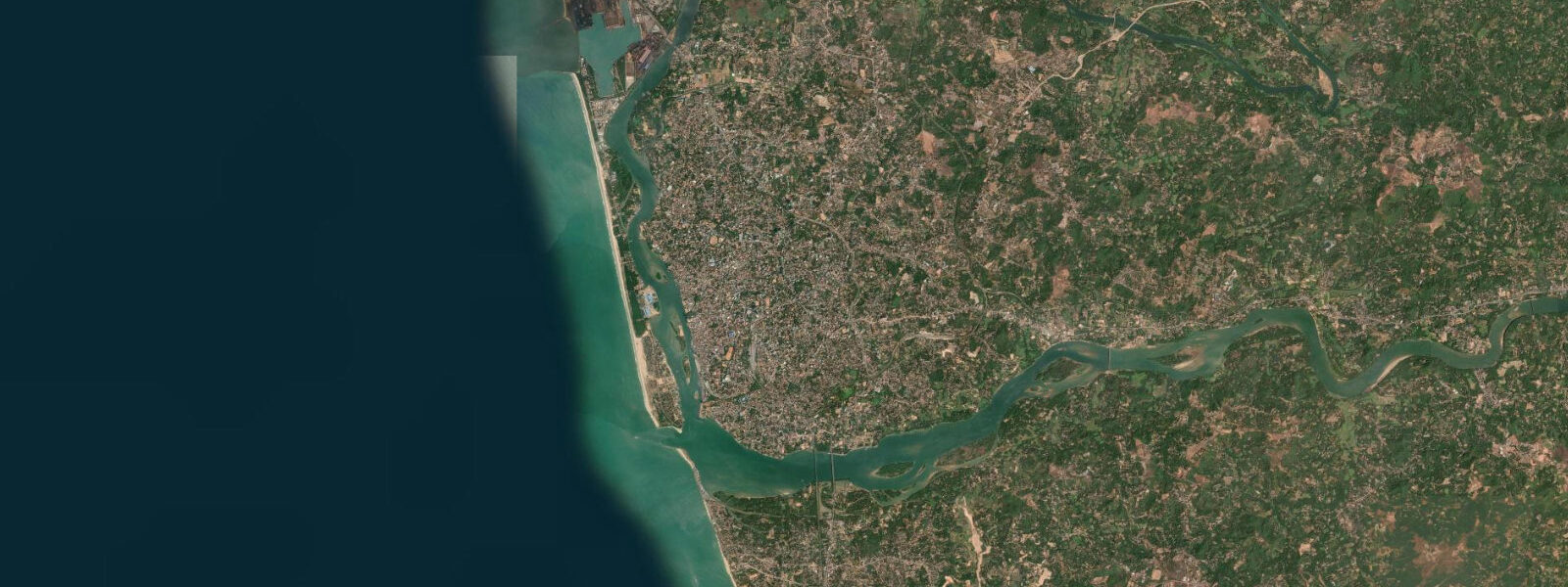 Satellite view of the coast near Mangaluru