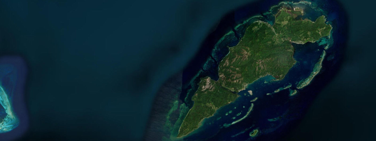 Satellite view of the coast near Mangrove Bight, Guanaja