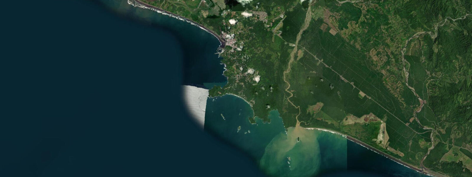 Satellite view of the coast near Manuel Antonio