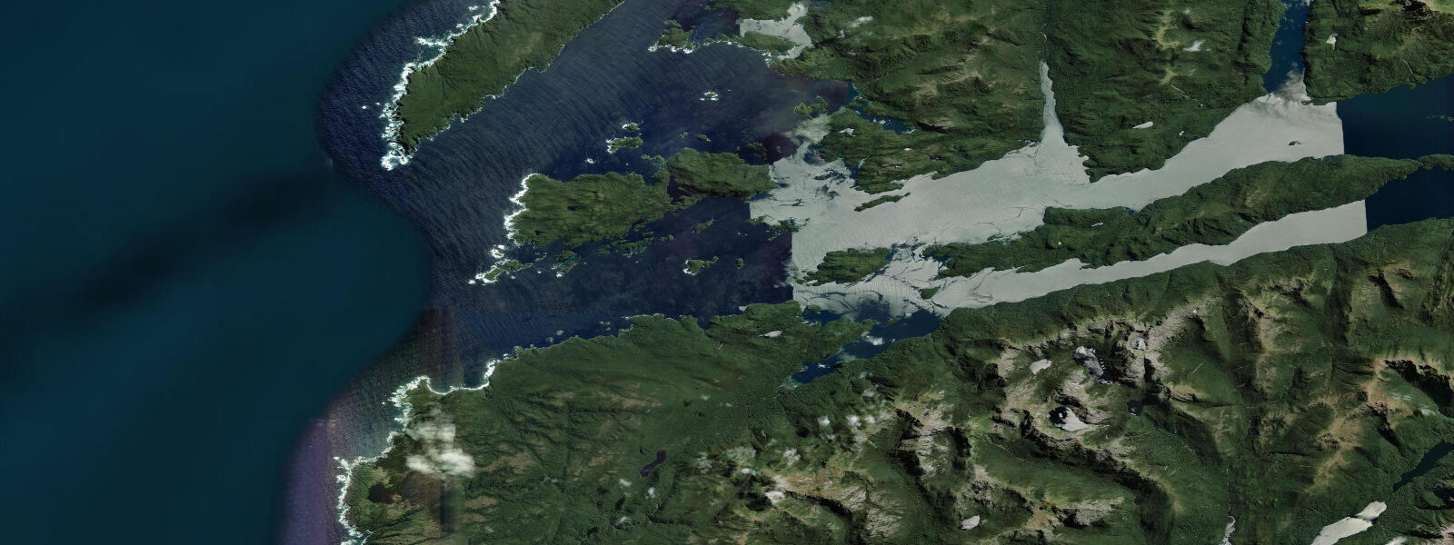 Satellite view of the coast near Many Islands