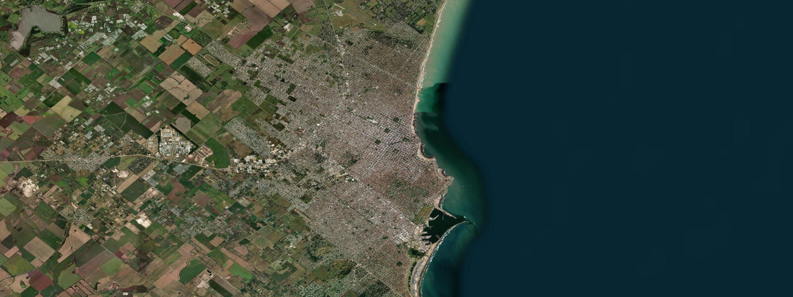 Satellite view of the coast near Mar del Plata, Buenos Aires