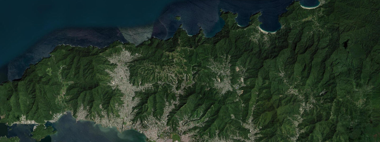 Satellite view of the coast near Maracas Bay