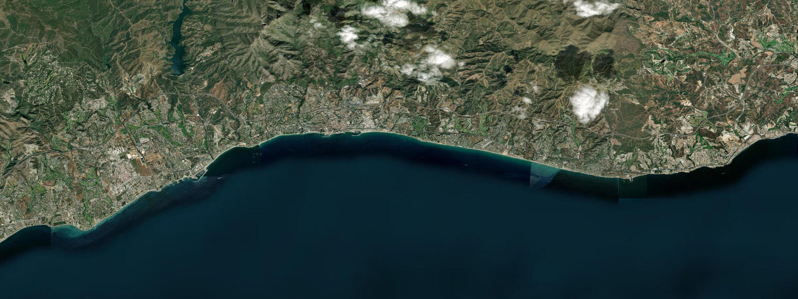 Satellite view of the coast near Marbella