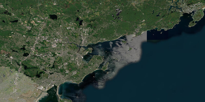 Satellite view of the coast near Marblehead